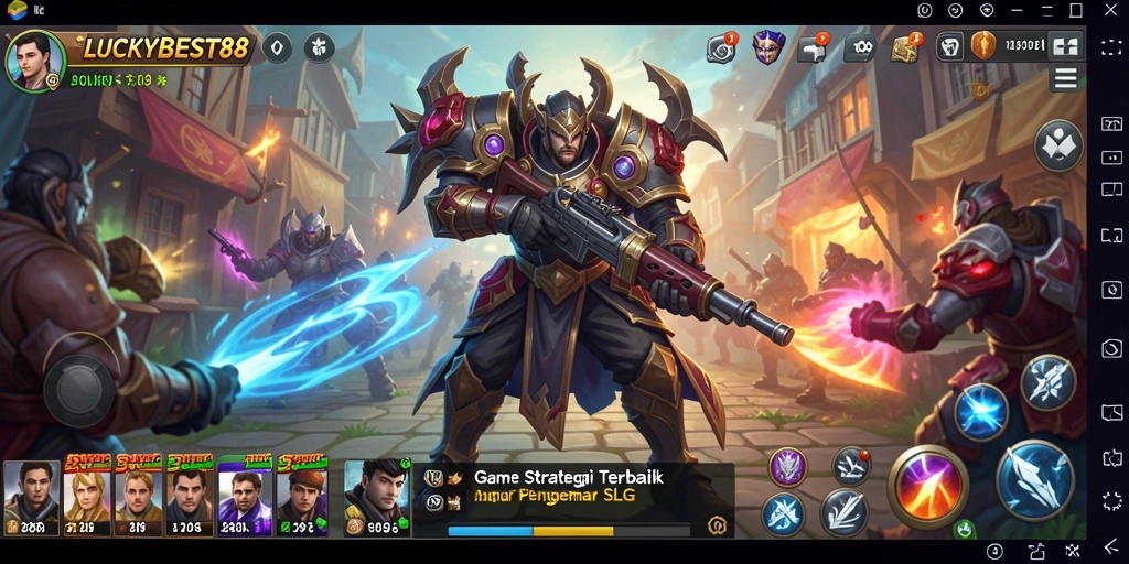 Screenshot gameplay LUCKYBEST88 menampilkan strategi pertempuran yang epik.