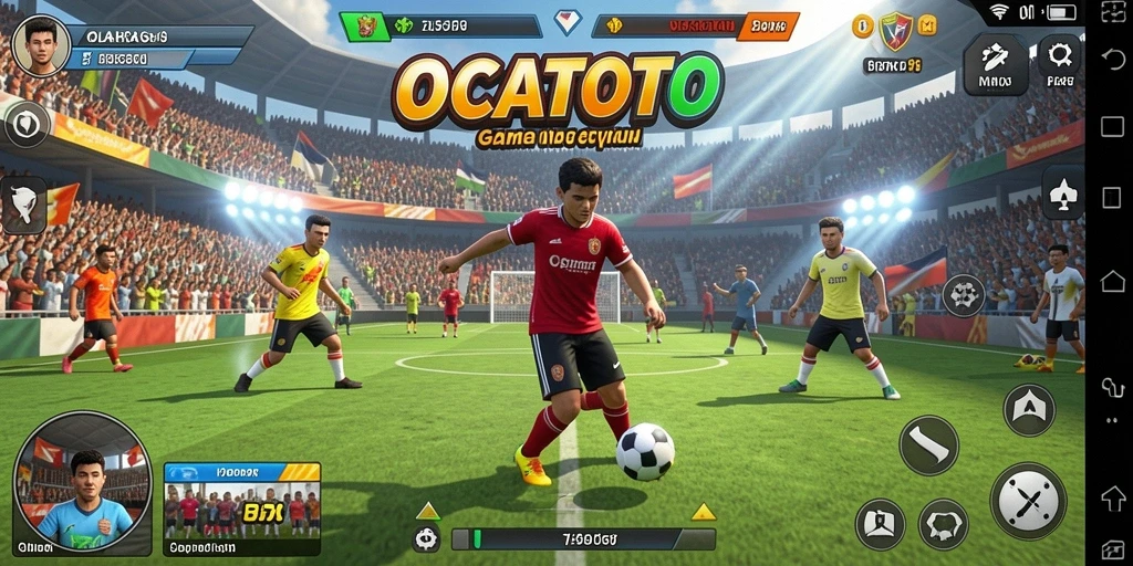 Screenshot OCATOTO menunjukkan aksi seru dalam permainan olahraga yang kompetitif.
