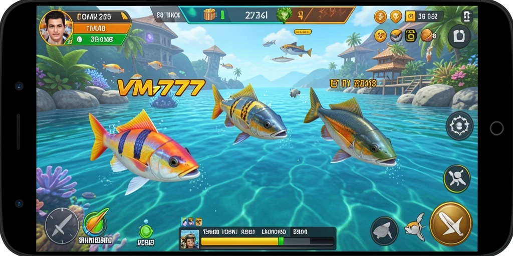 Screenshot gameplay menampilkan keseruan menembak ikan di VM777.